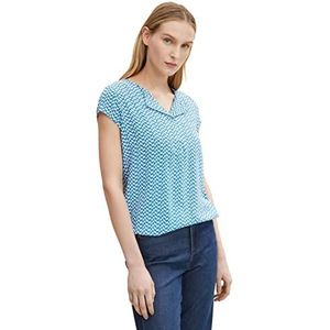 TOM TAILOR Dames Blouse met allover-print 1024062, 29526 - Blue Minimal Design, 36