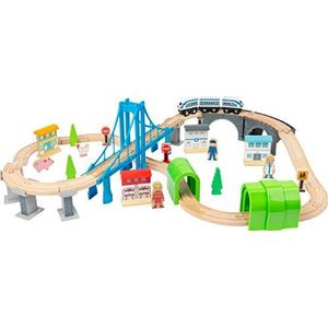 Small foot - Junior collectie - complete houten treinbaan met brug