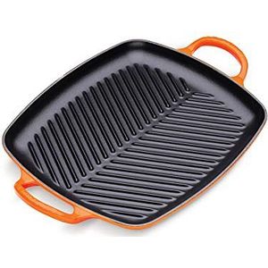 Le Creuset - Grillplaat - Oranjerood - Gemailleerd - Rechthoekig