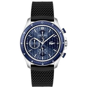 Lacoste Chronograaf Quartz Horloge voor mannen Collectie Neo Heritage met Siliconen of Roestvrij Staal Armband, Zwart, Klassiek