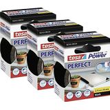 tesa Extra Power Perfect textieltape in verpakking van 3 stuks, weefselversterkte Ductape voor knutselen, repareren, bevestigen, versterken en beschrijven - zwart, 3 rollen van elk 2,75 m