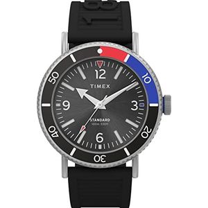 Timex Analoog herenhorloge met rubberen band standaard, zwart, Riemen.