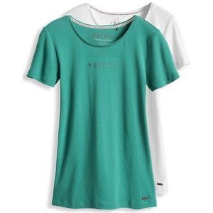 ESPRIT dames t-shirt dubbelpak 034EE1K059, 2-pack