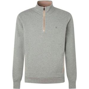 Hackett London Heren Pique HZ Sweat Sweatshirt, Charcoal, XS