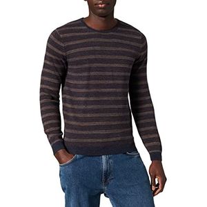 Pierre Cardin Heren Crewneck Bicolor Stripes Denim Academy Sweatshirt, bruin (Espresso 7003), XXL