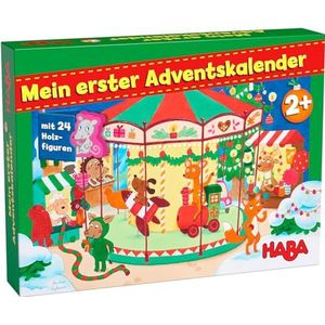 HABA Adventskalender - op de kerstmarkt - 24 liefdevol vormgegeven houten figuren met 3D-speelachtergrond - voor kinderen vanaf 2 jaar