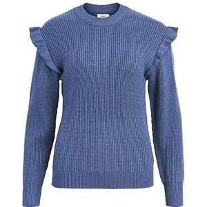 Object Dames Objmalena L/S Ruffle Pullover Noos Gebreide Trui, Bijou Blue., XS