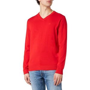 TOM TAILOR Gebreide trui met V-hals voor heren, 13189 - Basic Red, M