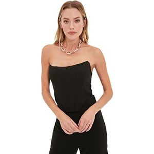 Trendyol Dames Glam Regular Fit Off-shoulder Strapless Geweven Bustier, zwart, 60