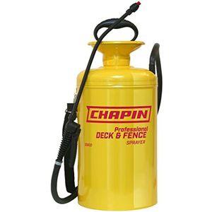 Chapin 30600 2-Gallon Professionele Tri-Poxy stalen deksproeier voor dekreinigers en transparante vlekken en afdichtingen, geel/rood