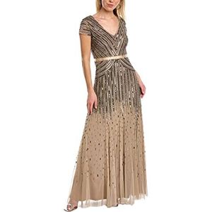 Adrianna Papell Damesjurk met kralen en V-hals, formele avondjurk
