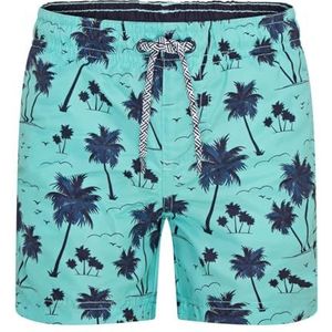 RIPT Essentials Jongenszwemshort Quick Dry UV 50 Zonbescherming Peach Finish Zwemshort Trunks, Groene palmboomprint, 5-6 Jaren