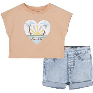 Levi's LVG Palm Dolman T-shirt voor babymeisjes & korte SE 1EK068 gecoördineerde outfits, koraalzand, 18 maanden, KORAAL ZANDEN, 18 maanden