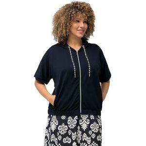 Ulla Popken, Dames, grote maten, sweatjack met capuchon, zwart, 54-56