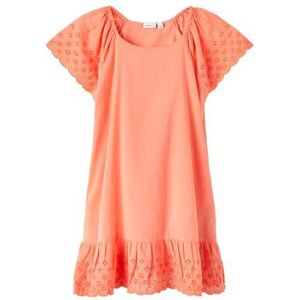 NAME IT Girl's NKFFIONA CAPSL Dress NOOS jurk, koraal, 116, koraalrood, 116 cm
