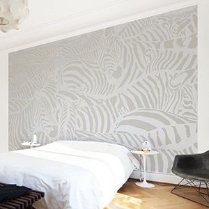 Apalis 94741 vliesbehang - No.DS4 zebrastrepen lichtgrijs - fotobehang breed, vliesfotobehang wandbehang HxB: 290 x 432 cm grijs