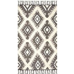 Safavieh Eigentijds handgetuft rechthoekig tapijt, abstracte collectie, ABT141, in grijs/zwart, 122 x 183 cm voor woonkamer, slaapkamer of elke binnenruimte
