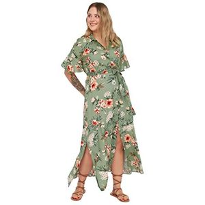 Trendyol Maxi Basic Slim Fit Geweven Plus Size Jurk voor dames, Veelkleurig, 48