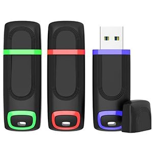 KEXIN USB-stick 64 GB USB 3.0 geheugenstick met cap USB-flashdrive USB Flash Drive Memory Stick Pen Drive Thumb Drive voor PC Laptop Tablet TV Auto Zwart Groen, Set Van 3