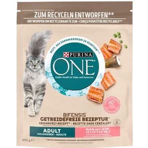 PURINA ONE Graanvrij met Zalm Kattenvoer 600g (6 Zak; 3,6kg)