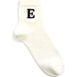 Koton College Geborduurde sok voor dames, ecru (010), One Size