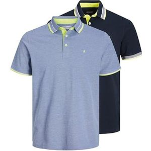 JACK & JONES Poloshirt voor heren, blauw, marineblauw, groen, geel en grijs, XXL