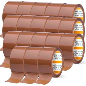 m-office Cinta Adhesiva, Cinta Adhesiva Marrón de Embalar, Rollo de Cinta para Embalaje de Cajas, Envíos, Mudanzas y Manualidades, Precinto Seguro y Resistente, Cinta Adhesiva (18 unds, 36mmx120m)