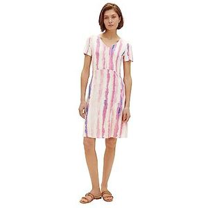 TOM TAILOR Dames Jurk 1035234, 31722 - Pink Tie Dye Stripe, 38