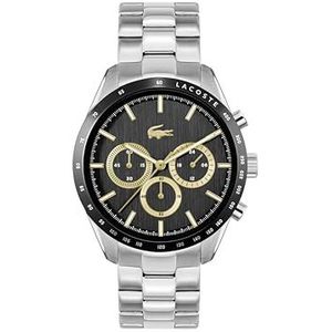 Lacoste Chronograaf Quartz Horloge voor mannen BOSTON Collectie met Zilveren RVS armband - 2011272, Zwart, armband
