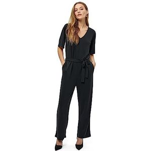 Minus Dames Giselle jumpsuit met korte mouwen 2, zwart, M, Zwart, M