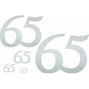 Petra's knutsel-News 22-delige verjaardagscijferset ""65"" houtartikelen, hout, houtkleuren 25 x 18 x 5 cm
