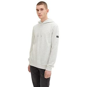 TOM TAILOR Denim Uomini Hoodie met structuur 1029024, 15398 - Light Stone Grey Melange, M