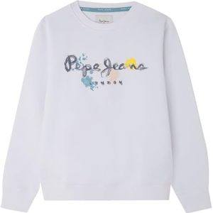 Pepe Jeans Bige Sweatshirt voor jongens, wit (wit), 14 jaar, Wit (wit), 14 jaar