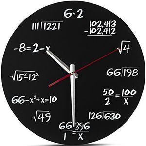 Decodyne Wiskundige klok - Unieke wandklok - elk uur gekenmerkt door een eenvoudige wiskundige vergelijking