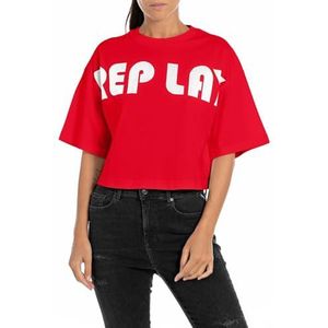 Replay Dames Cropped T-Shirt, 551 Cherry Red, S