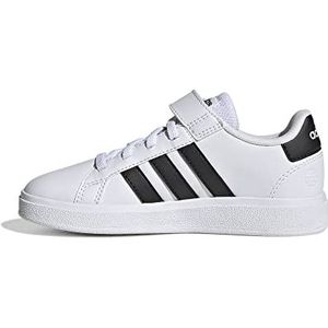 adidas Grand Court Elastic Lace and Top Strap Shoes Sneakers uniseks-kind, Ftwr White/Core Black/Core Black, 35.5 EU