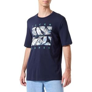 JACK & JONES Heren Jjfloor Tee Ss Crew Neck T-Shirt, navy blazer, S
