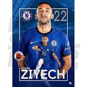 Be The Star Posters Chelsea FC 2020/21 Hakim Ziyech A2 voetbalposter/print/muurkunst - officieel gelicentieerd product - verkrijgbaar in de maten A3 en A2 (A2), blauw