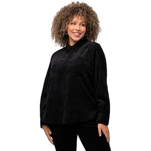 Ulla Popken Dameshemd met fijne koord, zwart, 50-52