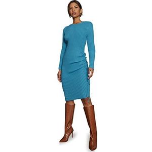 Chi Chi London Gebreide midi-jurk met ruches aan de zijkant voor dames in blauw casual, Blauw, M