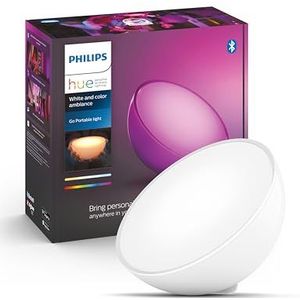 Philips Hue Go Draagbare Tafellamp – Draadloos - Duurzame LED Verlichting - Wit en Gekleurd Licht - Dimbaar - Verbind met Bluetooth of Hue Bridge - Werkt met Alexa en Google Home