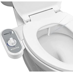 Greenco GRC2189 bidetopzetstuk voor toiletwatersproeier voor toiletbril, eenvoudig te installeren, niet-elektrisch bidet met verstelbare zoetwaterstraalspray, wit, 1 (Pack)