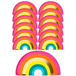 Regenboog papieren borden voor verjaardagsfeestje, wegwerp sterke en duurzame gerechten voor trots, kleurrijk servies voor kinderen en volwassenen, verpakking van 12 (24 cm)