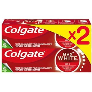 COLGATE - Colgate Max White One tandpasta – klinisch getest om tot 100% van de oppervlaktevlekken te verwijderen – 2 x 75 ml
