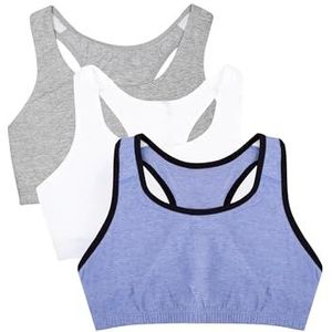 Fruit of the Loom Tankstyle Cotton Bra Sportbeha, 1 inch (4 stuks), Blauwe edelsteen gemêleerd met zwart/wit/grijs, 34