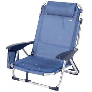 AKTIVE Strandstoel, inklapbaar en kantelbaar, 5 posities, marineblauw, afmetingen 51 x 45 x 76 cm, max. gewicht 110 kg, materiaal aluminium, kantelbeveiliging, strandstoelen (62290)