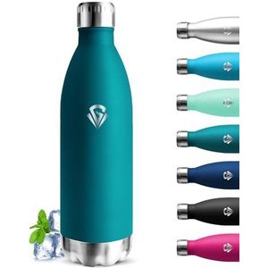 Grsta Thermosfles, 1 liter, BPA-vrij, roestvrijstalen waterfles, lekvrij, metalen fles, 18/8 roestvrij staal, drinkfles voor kamperen, wandelen, fitness, yoga, hardlopen
