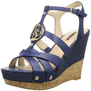 GUESS Okie Floki2 Lea03 Damessandalen met sleehak, Blauw, 39 EU