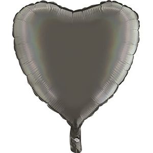 Hartballon Hart Shape Foil Balloon Mylar (46 cm, 18 inch), holografisch grijs