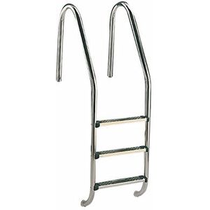 Fluidra standaard zwembadladder, 3 treden ladder 3 treden ladder V2A 158 x 65 x 5 cm zilver